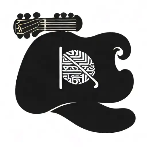 Hawaiian Chicken Feather Tattoo With Ukelele Strings