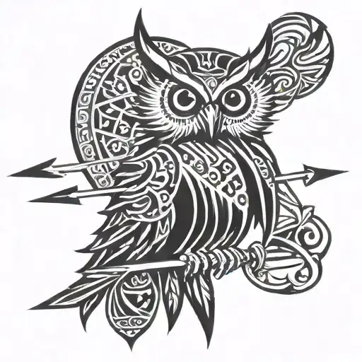 Owl Holding A Forked Spear