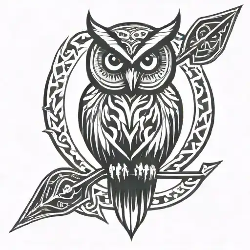Owl Holding A Forked Spear