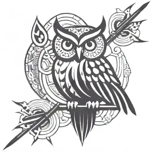 Owl Holding A Forked Spear
