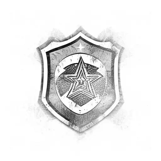 A Soldier's Shield Featuring A Bear Emblem