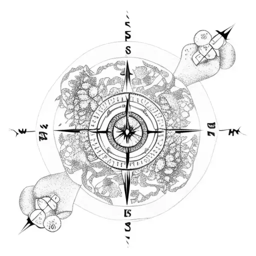 Yggdrasil Tree With Veg Visor Compass Under It And Lots Of Flowers For Full Back Piece