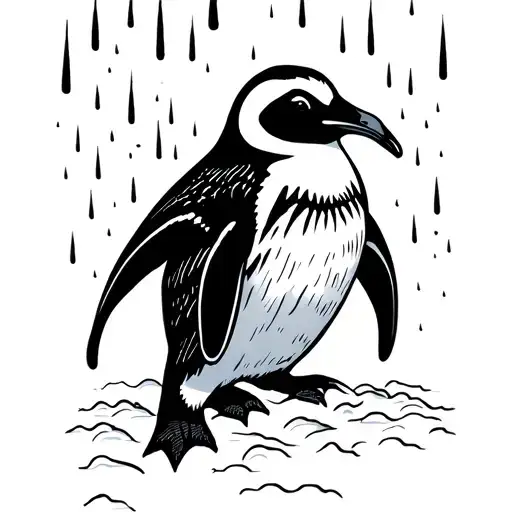 Penguin Raining From Sky Filled
