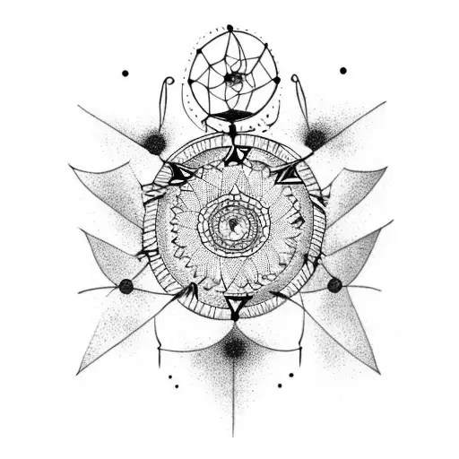 A Dreamcatcher Tattoo With A Sleeping Moon And Stars