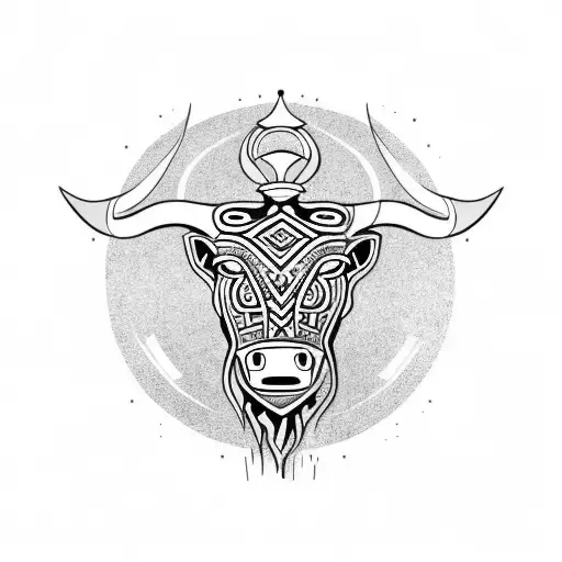Tribal Bull Head Tattoo 2 Faces