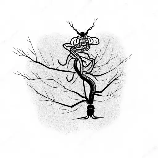 Dead Tree With Spiders Hanging Off Of It