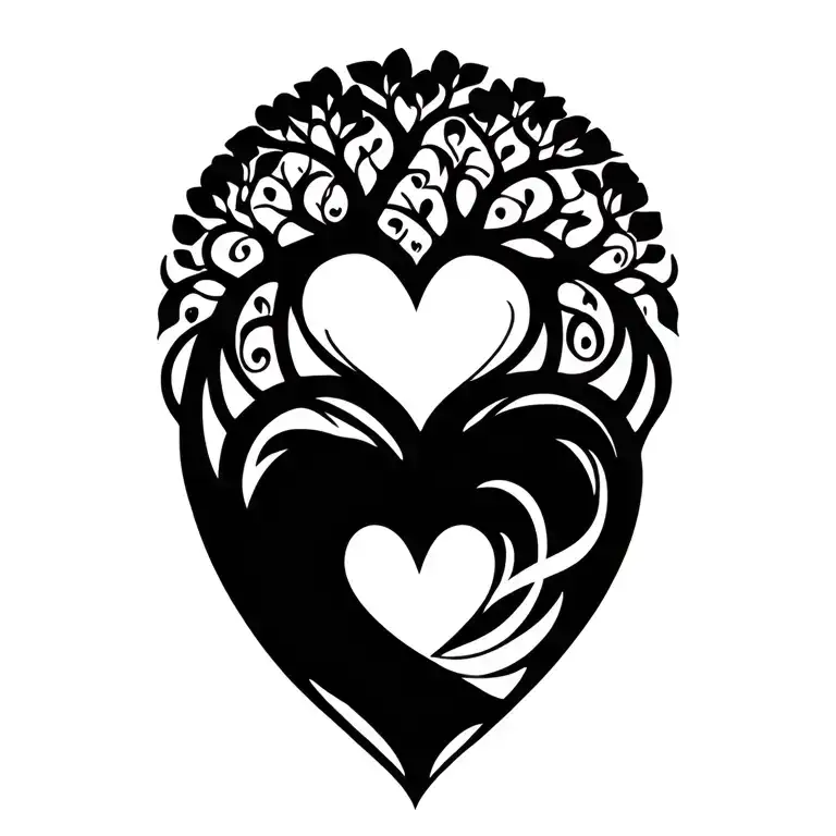 Family Tree Intertwined Hearts
