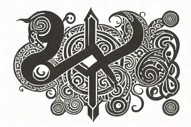 Unalome With Runic Courage Strength Symbols Incorporated