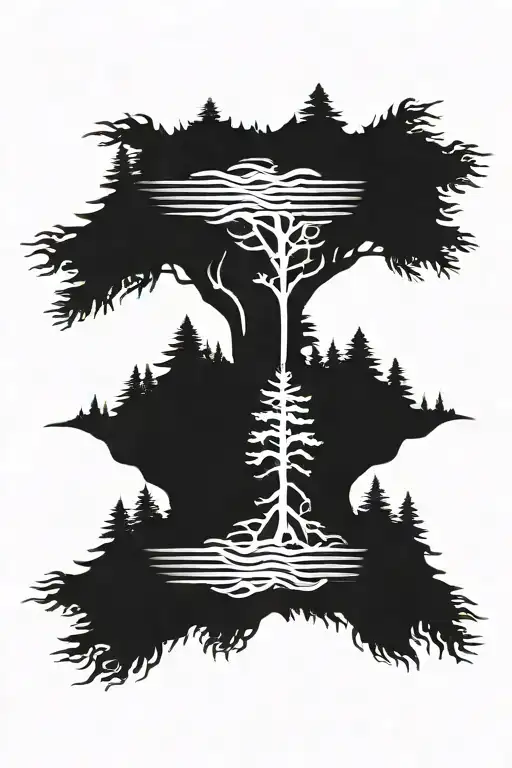 Irish Inspired With Misty Black Pine Trees Background Looking