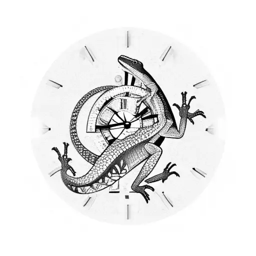 Lizard Trapped Inside A Broken Clock