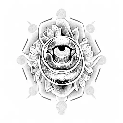 Snake With Semicolon In The Eye Surrounded By White Spider Lillies