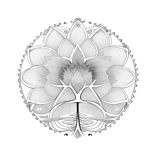 Tree Of Life Mix With Libra And Lotus Flower