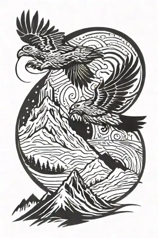 Hawks Flying Between Mountain Peaks