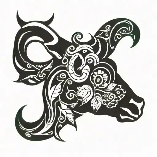 Bull Horns And Vines And Leaves