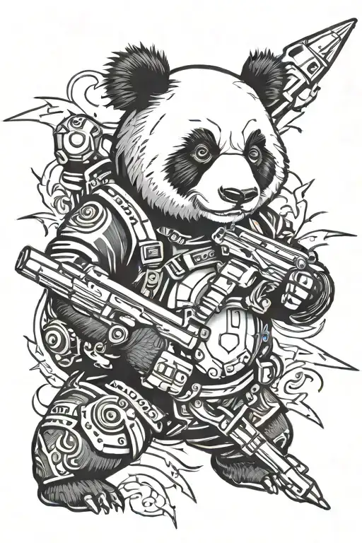 Cool Panda With Bazooka Rocket On Shoulder