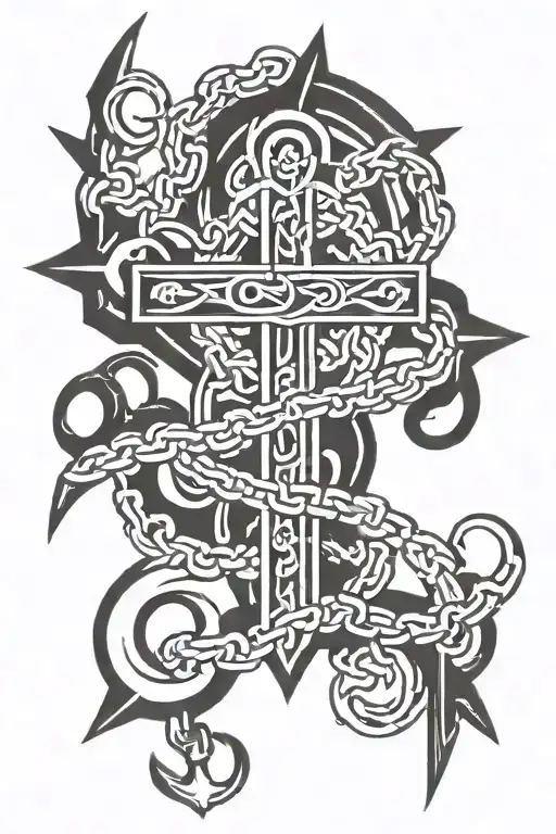 Chain With Anchor And Cross Wrapped Around Leg