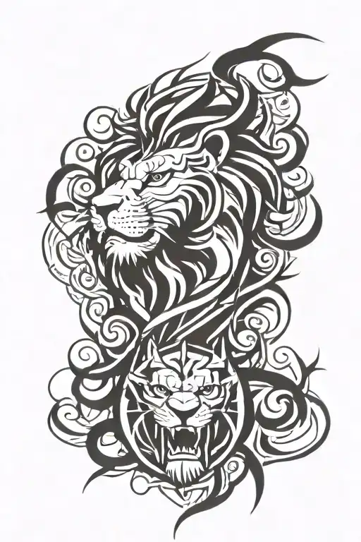 Filipino Lion With Surrounding 5 Hands