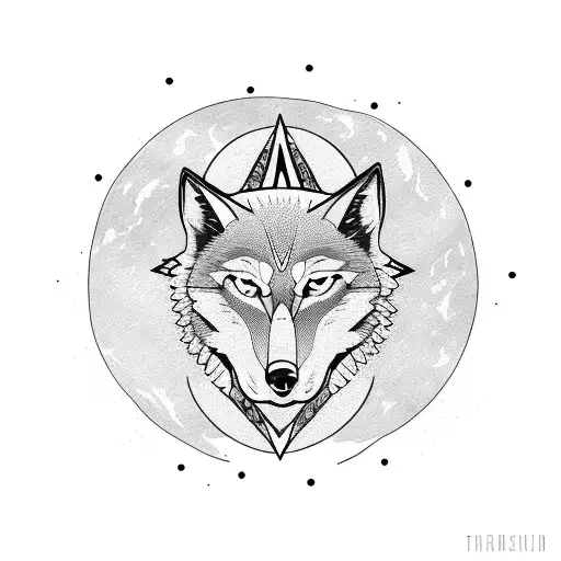 A Tarot Card Featuring A Wolf And A Moon
