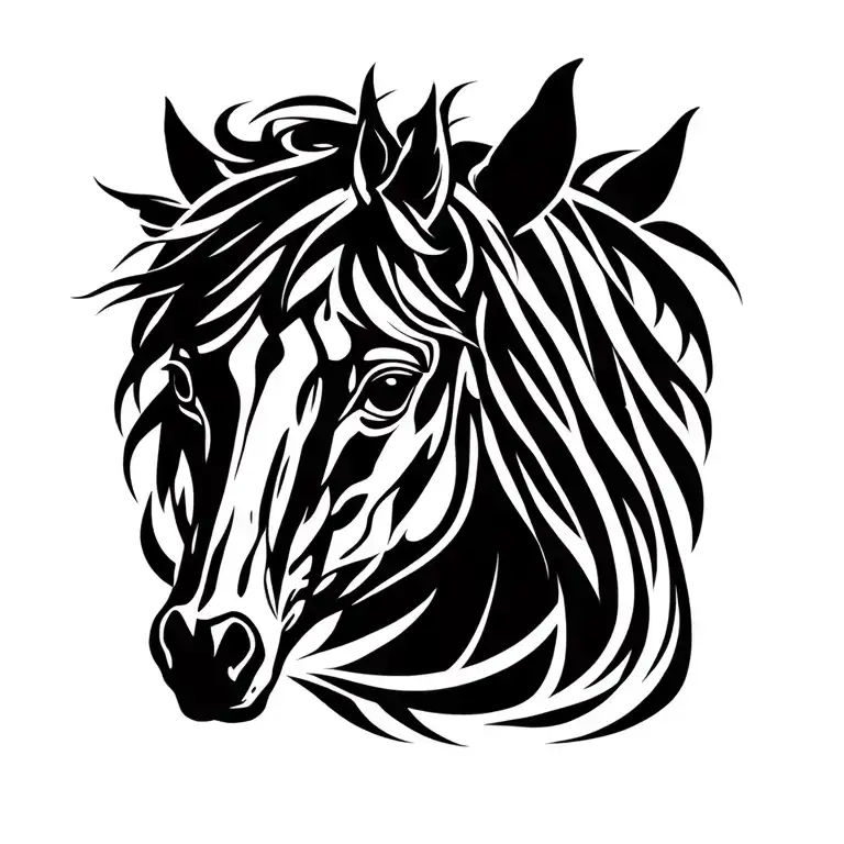 A Horse Portrait With A Subtle Veterinary Symbol Incorporated Into The Design