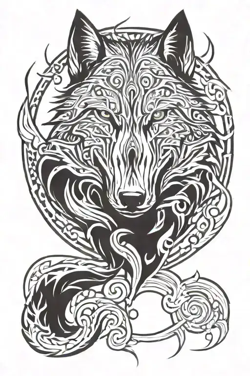 Wolf With Fire Surrounded