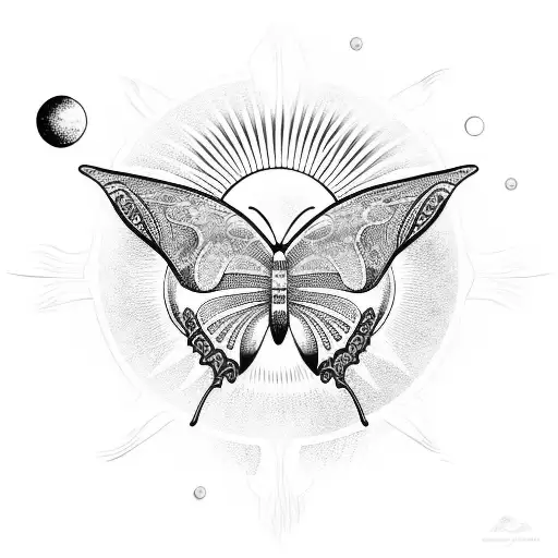 Butterfly With The Sun And The Moon