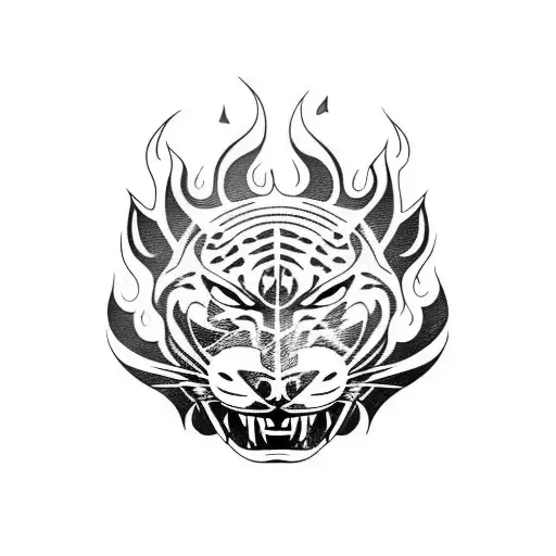 Panther With Fire Flames On The Eyes