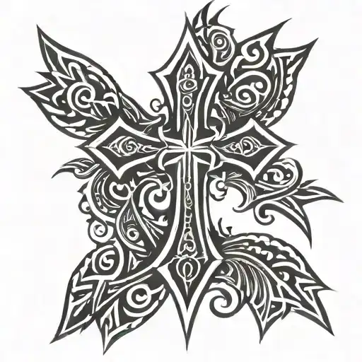 Gothic Cross With Trible Elements