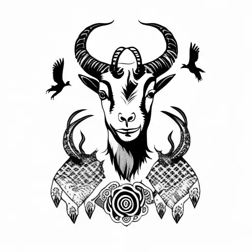 Black Goat With Crows And Baba Yaga