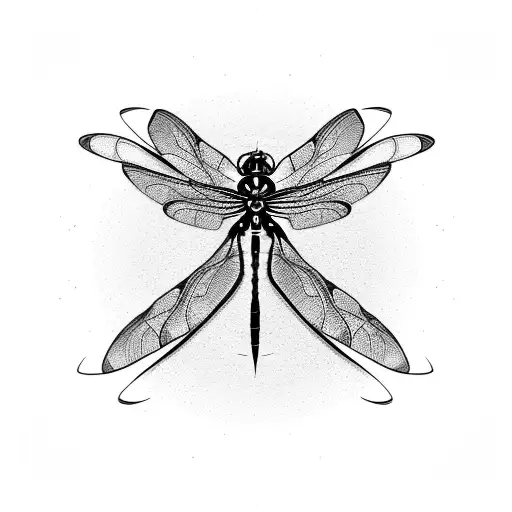 A Black And Red Dragonfly Shaded Wiyh Pointillism