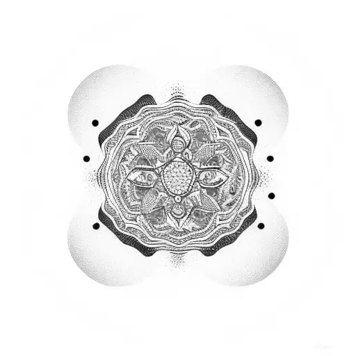 Psychedelic Fibbonacci Design With Mandala Elements