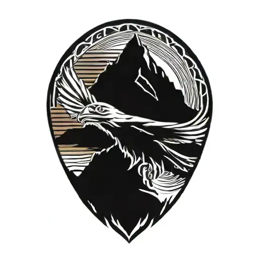 Phillipines And Eagle And Mountain Scene With Trees