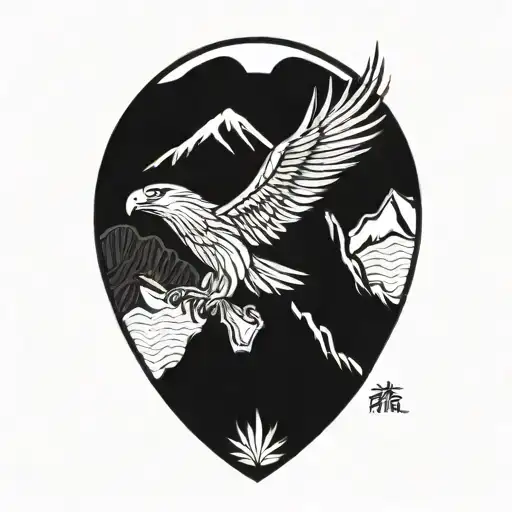 Phillipines And Eagle And Mountain Scene With Trees