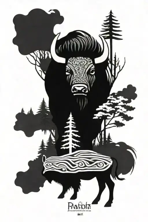 North American Forest With Bison