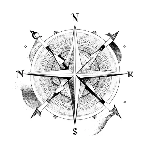Capricorn Symbol And Compass And Mountains