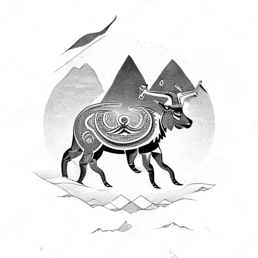 Capricorn Symbol And Travel And Mountains