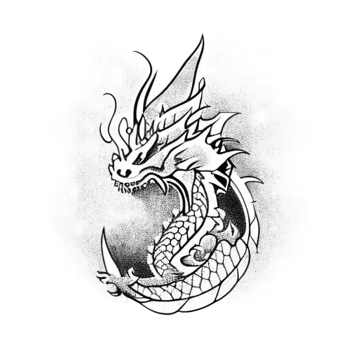 Dragon With Fire Coming Out Of Its Mouth