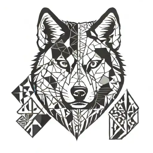 Husky Face With Geometric Shapes