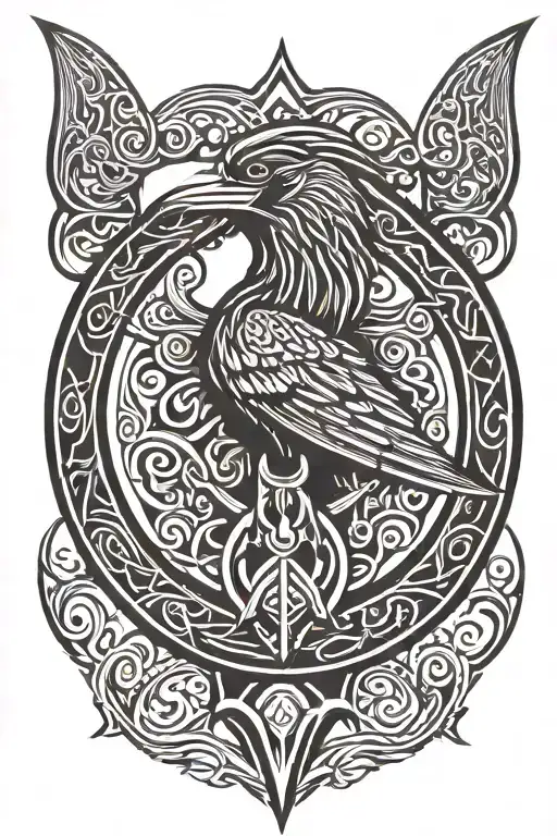 Viking Raven Dragonboat Round Shield Axe