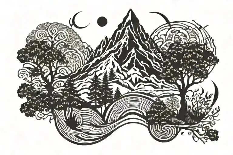 Mountian With Tree Inside