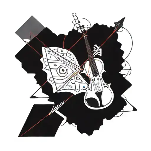 Violin Along With A Red String And Paper Airplane