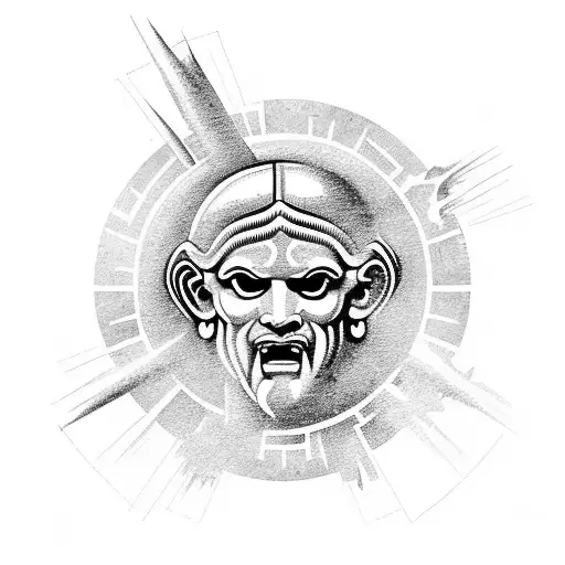 Atlas From Greek Mythology Standing Between Greek Pillars And Holding Sky Over His Head