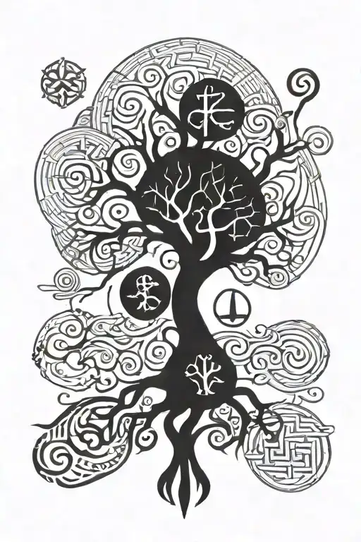 Viking Runes With Tree Of Life