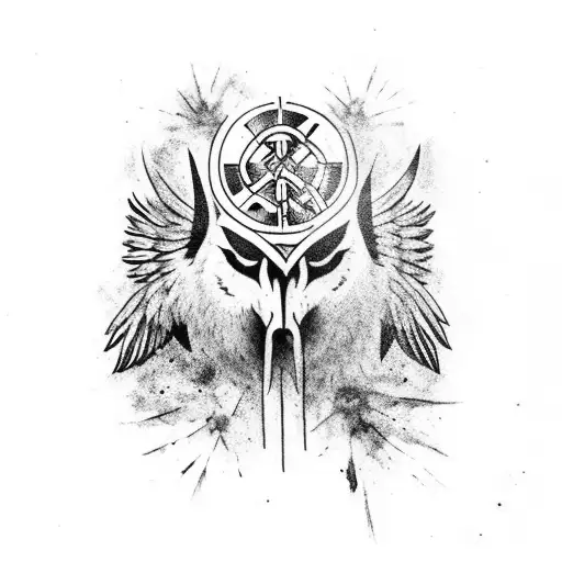 The Norse Crows Huginn And Muninn Covered In Blood And With The Aegishjalmur