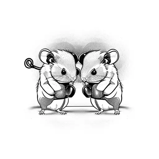 Two Hamsters Boxing In A Ring