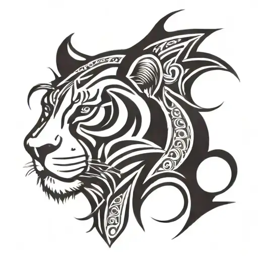 Tribal Leo Chest Tattoo Design