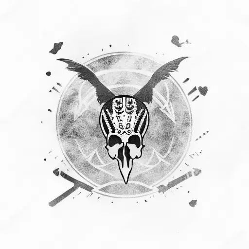 Raven Skull With Runes