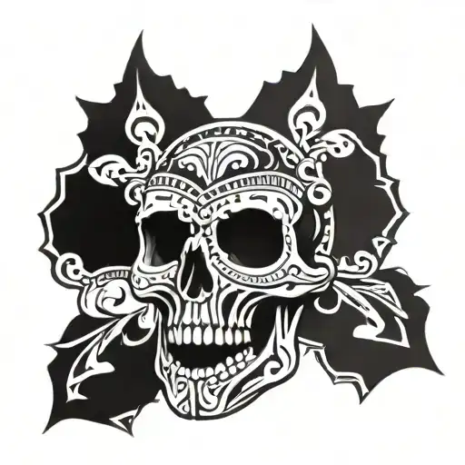 Give Me A Tribal Design For The Top Of The Hand That Can Connect Well With The Skull Theme
