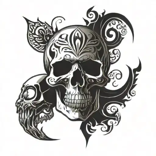 Give Me A Skull Design That Looks Good On The Hand And Is Simple
