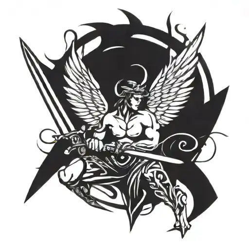 Fallen Angel Holding A Sword