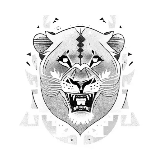 Sleeve With A Lioness Carrying A Baby Lion In Her Teeth